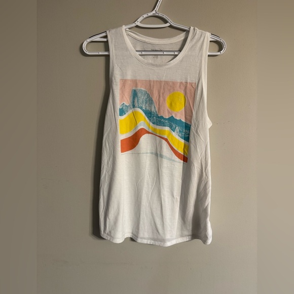2/$10 Old Navy White Tank Top with Multicolor Graphic - Picture 1 of 5